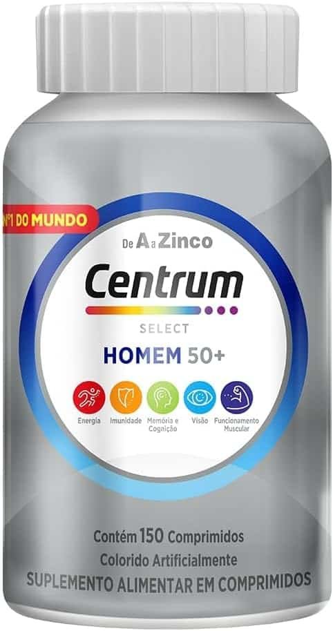 Centrum Homem 50 Mais Multivitaminico, com Vitamina D, Vitamina B12, Calcio e Magnesio, 150 Comprimidos Centrum Homem 50 Mais Multivitaminico, com Vitamina D, Vitamina B12, Calcio e Magnesio, 150 Comprimidos - Imagem 1