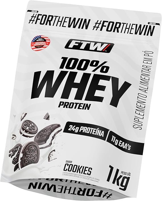 FTW 100% Whey Protein com Proteína Concentrada WPC, para Atletas com Alto Valor Biológico, Suplemento Pós-Treino (10) FTW 100% Whey Protein com Proteína Concentrada WPC, para Atletas com Alto Valor Biológico, Suplemento Pós-Treino Sem Glúten - Refil 1kg (Cookies) - Imagem 1
