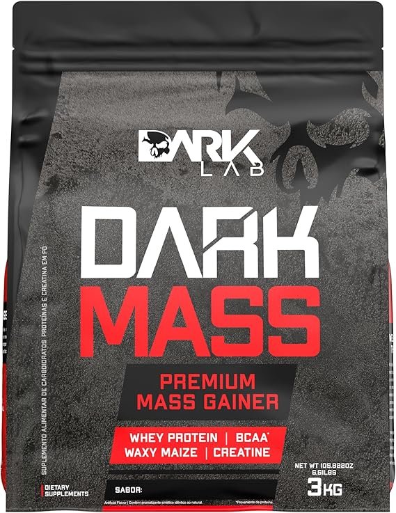 Hipercalórico Dark Mass Dark Lab, 3kg, Morango, Ganho de Massa Hipercalórico Dark Mass Dark Lab, 3kg, Morango, Ganho de Massa - Imagem 1