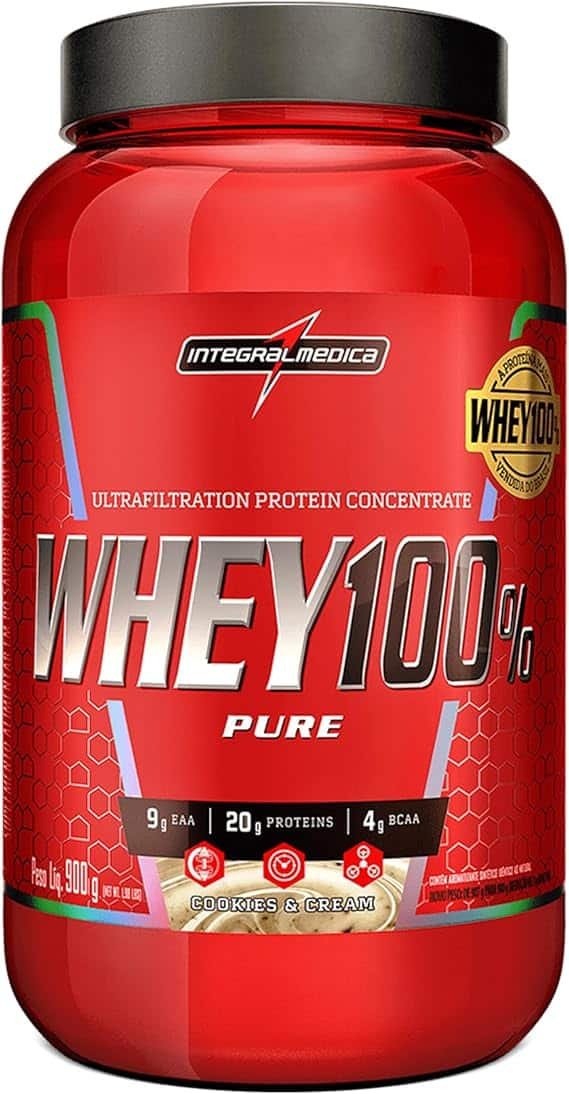 Integralmédica - Whey Protein Concentrado Cookies and Cream 100% Pure - 21g de Proteína por Scoop, Suplementação Alimentar Pós-Treino, Fórmula Enriquecida com BCAAs - Pote 900g Integralmédica - Whey Protein Concentrado Cookies and Cream 100% Pure - 21g de Proteína por Scoop, Suplementação Alimentar Pós-Treino, Fórmula Enriquecida com BCAAs - Pote 900g - Imagem 1