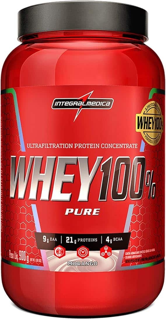 Integralmedica - Whey Protein Concentrado Morango 100% Pure - 21g de Proteína por Scoop, Suplementação Alimentar Pós-Treino, Fórmula Enriquecida com BCAAs - Pote 900g Integralmedica - Whey Protein Concentrado Morango 100% Pure - 21g de Proteína por Scoop, Suplementação Alimentar Pós-Treino, Fórmula Enriquecida com BCAAs - Pote 900g - Imagem 1