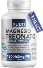 Magnésio L-Treonato Puro Nutrition + Quelato, Alto Teor de Magnésio por Porção, 180 Cápsulas