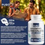 Magnésio L-Treonato Puro Nutrition + Quelato, Alto Teor de Magnésio por Porção, 180 Cápsulas - Imagem 2
