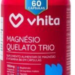 Magnésio Quelato Trio, Dimalato, Bisglicinato e Taurato com Vitamina B6 350mg Vhita 60 Cápsulas
