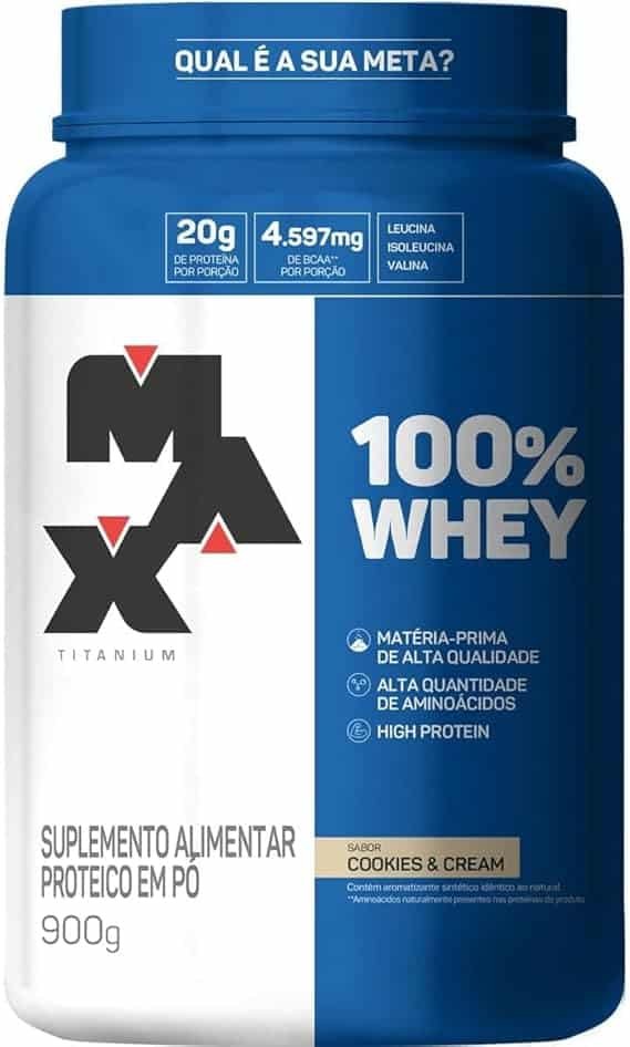 Max Titanium 100% Whey (900G) - Sabor Cookies And Cream Max Titanium 100% Whey (900G) - Sabor Cookies And Cream - Imagem 1