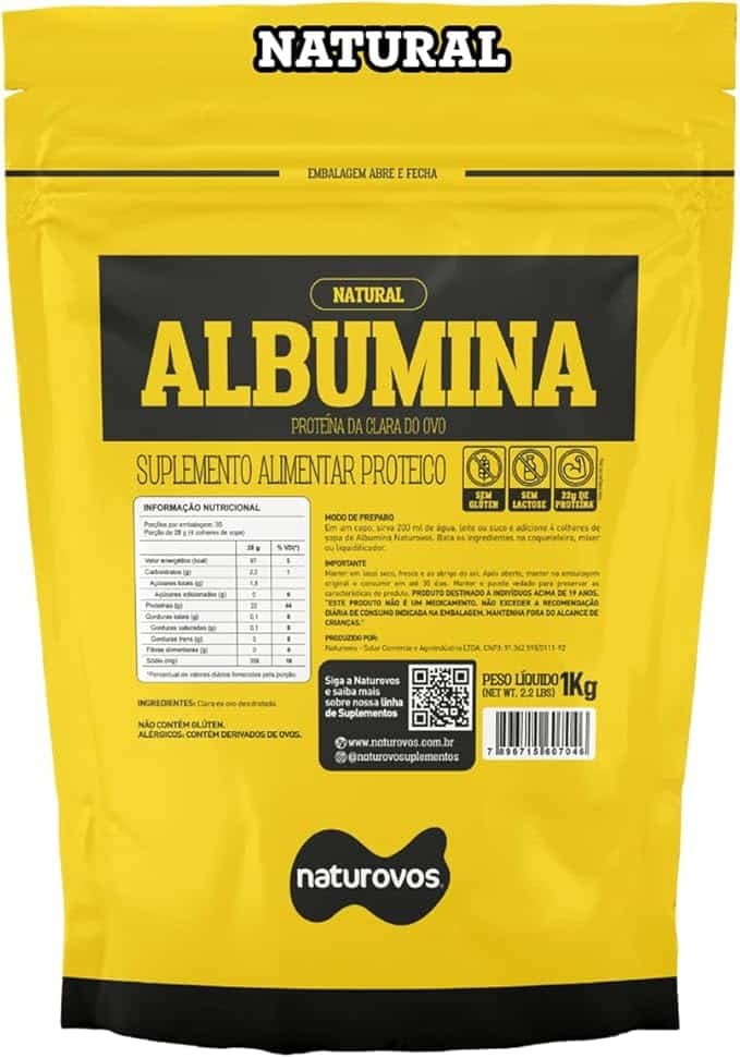 Naturovos Albumina Natural 1Kg - Naturovos Albumina Natural 1Kg - - Imagem 1