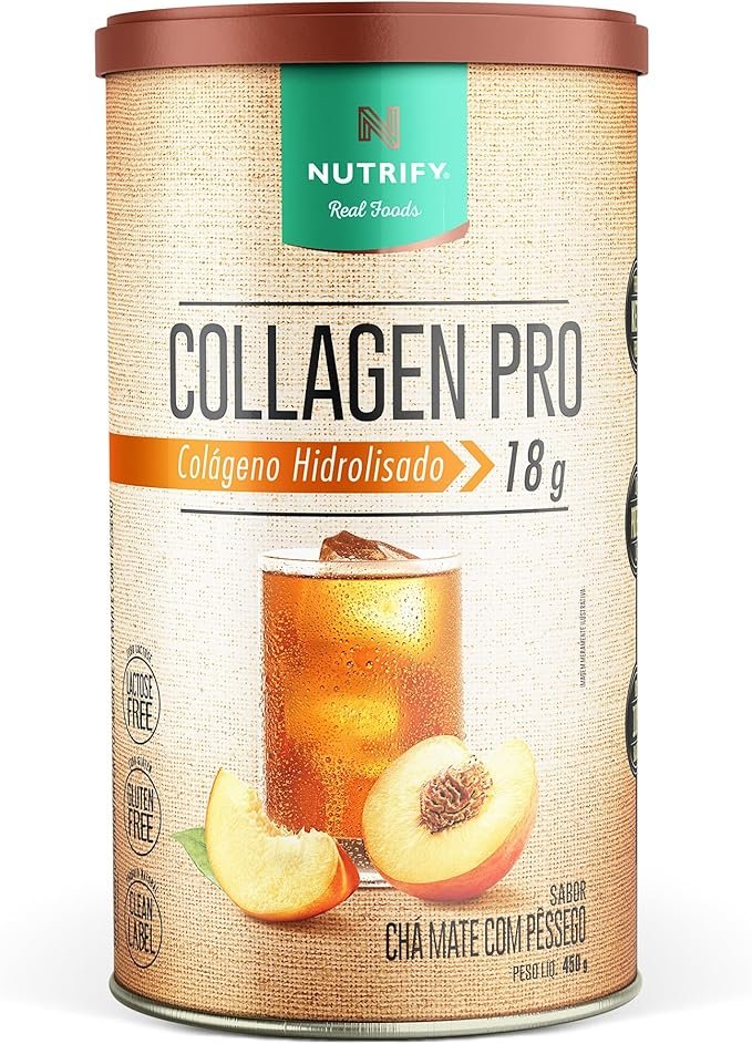 Nutrify - Collagen Pro - Colágeno Hidrolisado com Proteína - Sem Glúten, Sem Açúcar e Lactose - Sabor Chá Mate com Pêssego - 450g Nutrify - Collagen Pro - Colágeno Hidrolisado com Proteína - Sem Glúten, Sem Açúcar e Lactose - Sabor Chá Mate com Pêssego - 450g - Imagem 1