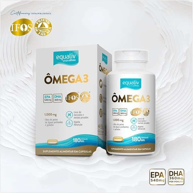 Omega 3 óleo de peixe, 180 cápsulas gel, Equaliv 3 Omega 3 óleo de peixe, 180 cápsulas gel, Equaliv - Imagem 1