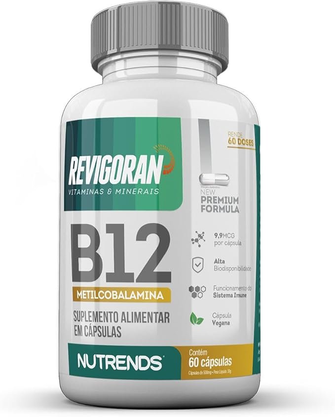 Revigoran Vitamina B12 Metilcobalamina 9,9mcg 60 cápsulas, Nutrends Revigoran Vitamina B12 Metilcobalamina 9,9mcg 60 cápsulas, Nutrends - Imagem 1
