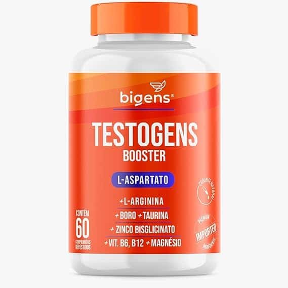 Testogens Booster, L-Aspartato, Boro, Taurina, Zinco Bisglicinato, Magnésio, 60 Cápsulas, Bigens Testogens Booster, L-Aspartato, Boro, Taurina, Zinco Bisglicinato, Magnésio, 60 Cápsulas, Bigens - Imagem 1