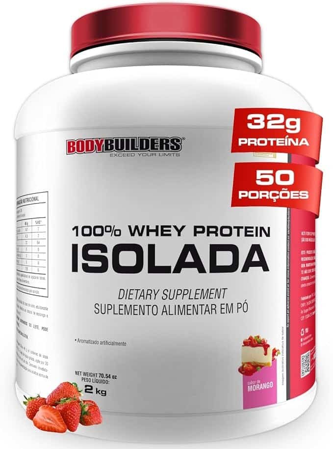 Whey Protein 100% Isolada Morango 2kg - Bodybuilders Whey Protein 100% Isolada Morango 2kg - Bodybuilders - Imagem 1