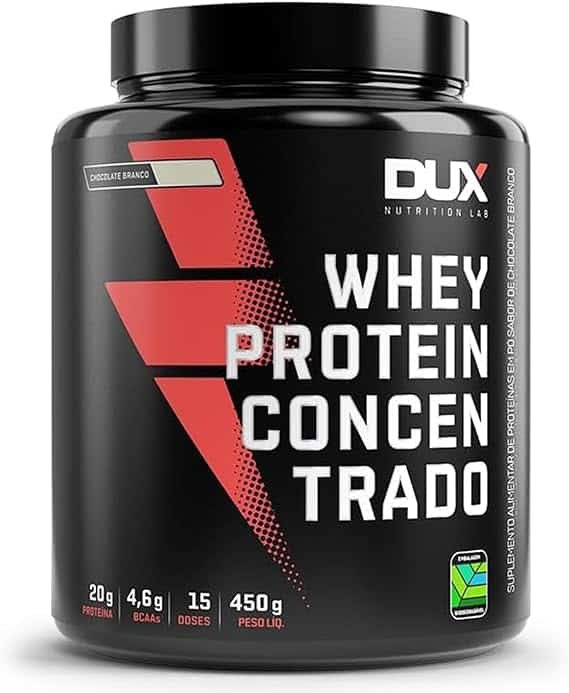 Whey Protein Concentrado Chocolate Branco Pote 450g – Contribui para o Ganho Muscular Hipertrofia – Dux Human Health Whey Protein Concentrado Chocolate Branco Pote 450g – Contribui para o Ganho Muscular Hipertrofia – Dux Human Health - Imagem 1