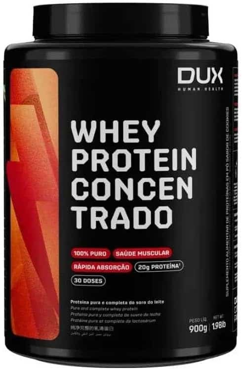Whey Protein Concentrado Chocolate Pote 900g – Contribui para o Ganho Muscular Hipertrofia – Dux Human Health Whey Protein Concentrado Chocolate Pote 900g – Contribui para o Ganho Muscular Hipertrofia – Dux Human Health - Imagem 1