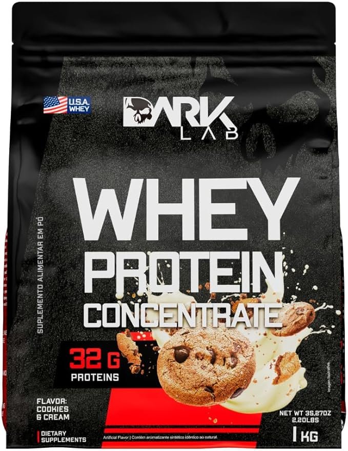 Whey Protein Concentrado Dark Lab, 1kg, Cookies & Cream, Proteína Concentrada do Soro do Leite (WPC), Ganho de Massa Muscular, Suporte Nutricional Whey Protein Concentrado Dark Lab, 1kg, Cookies & Cream, Proteína Concentrada do Soro do Leite (WPC), Ganho de Massa Muscular, Suporte Nutricional - Imagem 1